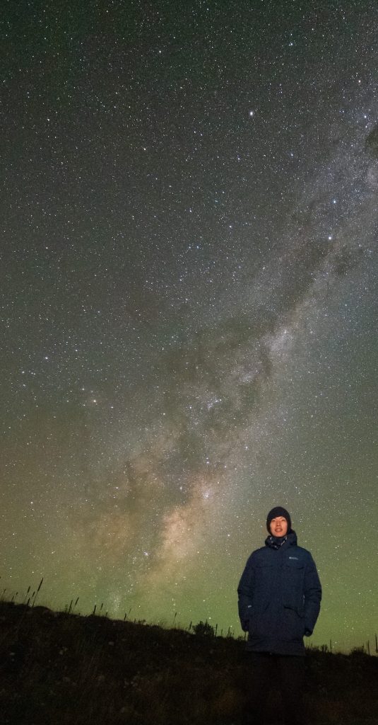 A man stargazing in Twizel.